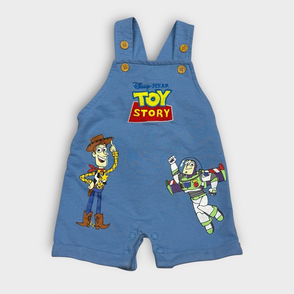 Disney Baby Toy Story Woody Buzz Lightyear Blue Overalls Romper 0-3M PPTH206